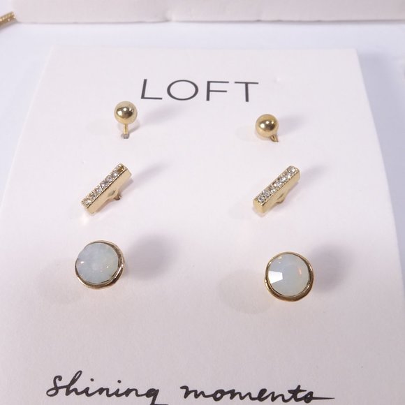 Ann Taylor LOFT Pearl and Opal Necklace Earrings Set NWT 39 24 - Picture 6 of 14